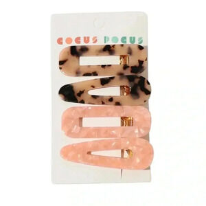 Cocus Pocus Resin Hair Clips - Set of 4 Resin Barrettes—Tortoise Shell & Blush